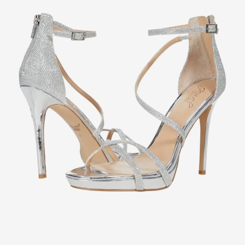 Jewel Badgley Mischka silver heels